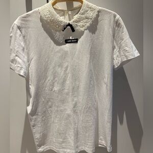 MIU MIU Lace-Collared Jersey T-Shirt
